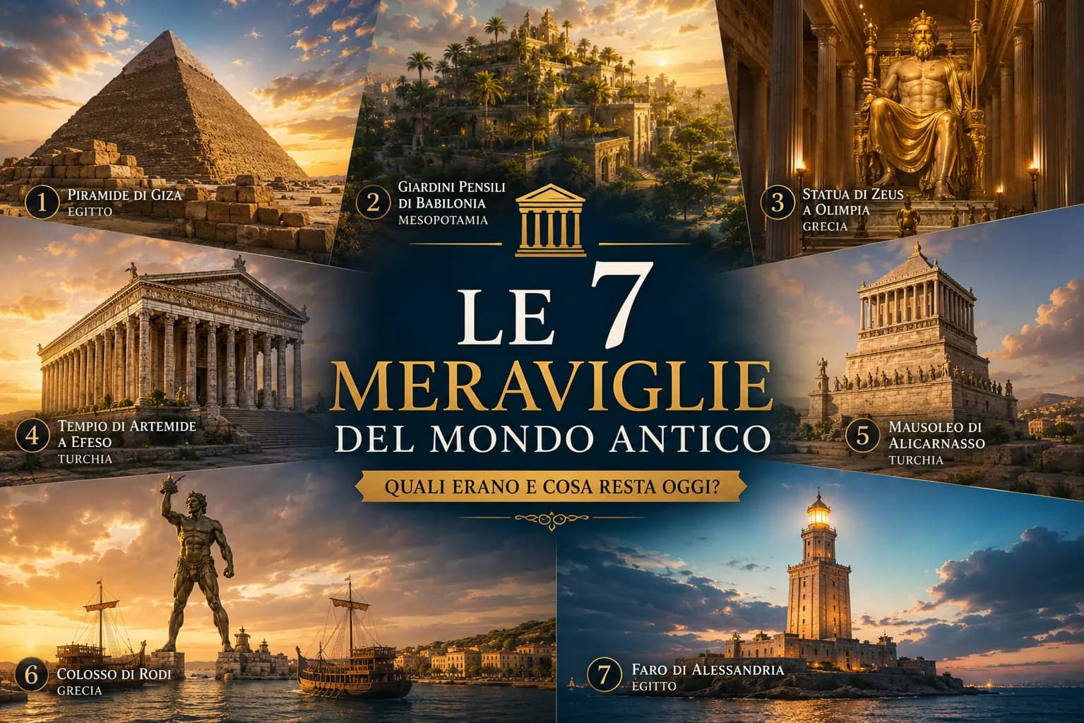 🏛️ Le 7 Meraviglie del Mondo Antico: quali erano e cosa resta oggi?